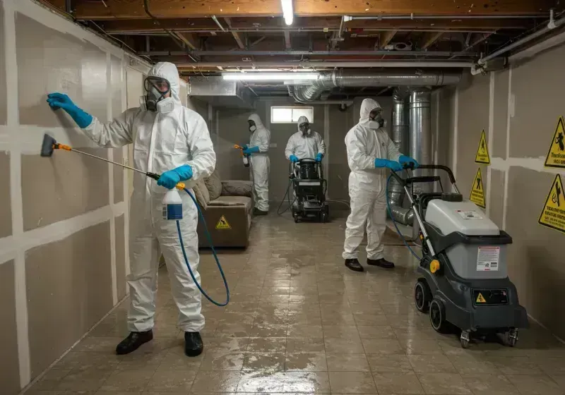 Basement Moisture Removal and Structural Drying process in Carbon Cliff, IL